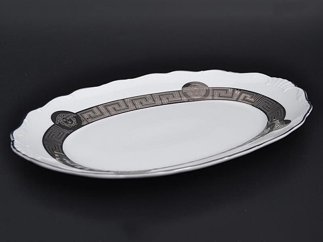 Блюдо овальное 36 см Магнолия Медуза Горгона платина MZ