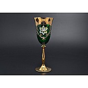 Набор бокалов для вина 250 мл Bohemia Crystal Лепка Зеленая U-R золотая ножка 6 шт