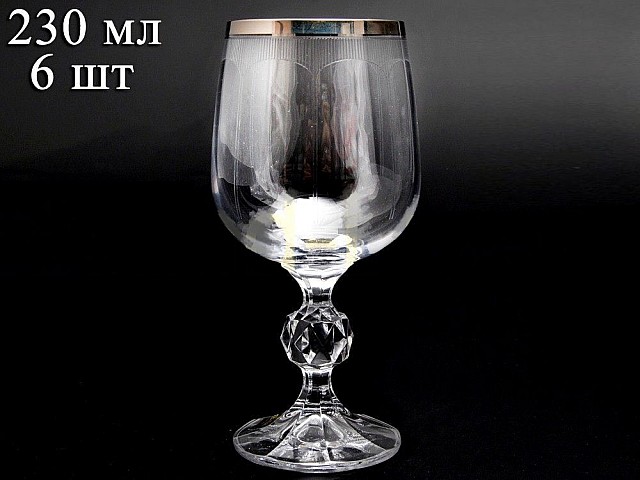 Набор бокалов для вина 230 мл Клаудиа Платина Crystalite Bohemia 6 шт