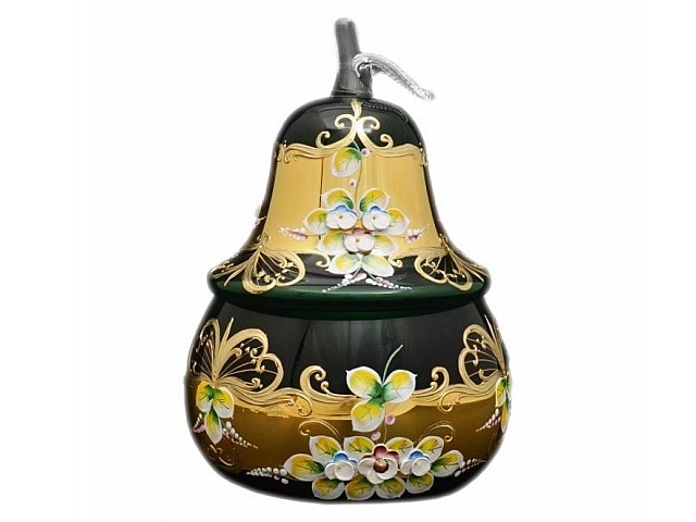 Конфетница с крышкой 15 см Bohemia Лепка Зеленая E-V