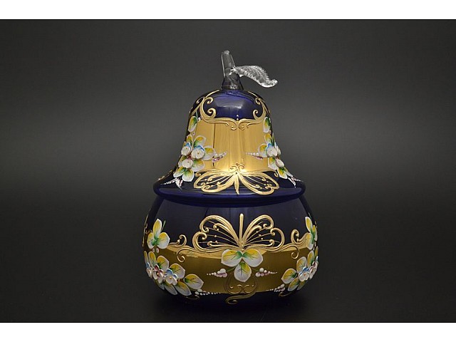 Конфетница с крышкой 24 см Bohemia Лепка Синяя E-V