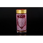 Набор стаканов для воды 300 мл Брус стразы фон красный Bohemia