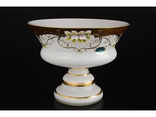 Конфетница 24 см Лепка Белая B-P Bohemia Crystal