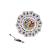 Тарелка для торта с лопаткой 30 см Мадонна перламутр Корона Queens Crown