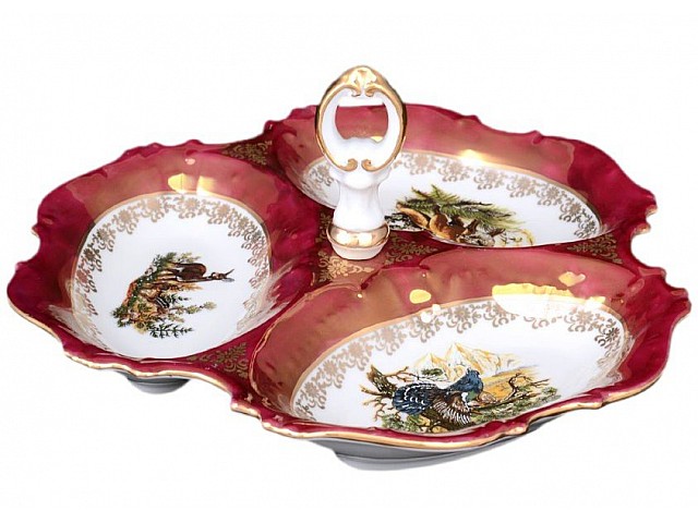 Менажница 24см 3-я Охота красная Корона Queens Crown