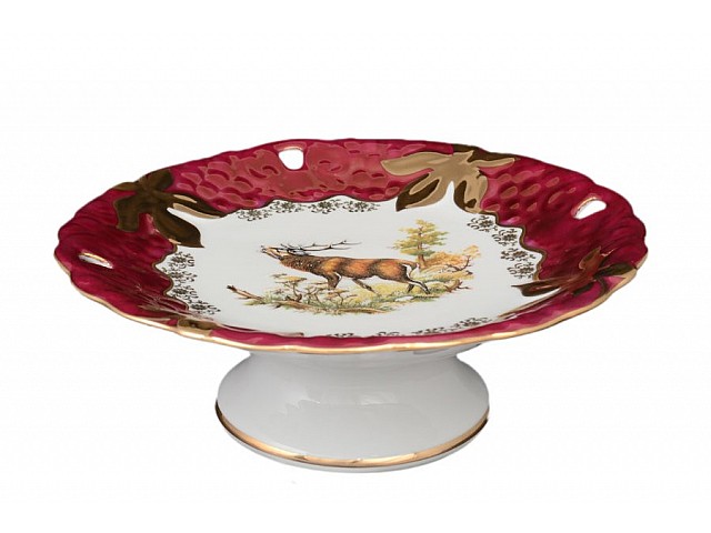 Конфетница на ножке Охота красная Корона Queens Crown 20 см