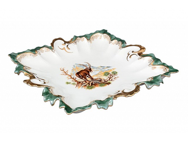 Блюдо фигурное квадратное 36 см Охота зеленая Корона Queens Crown