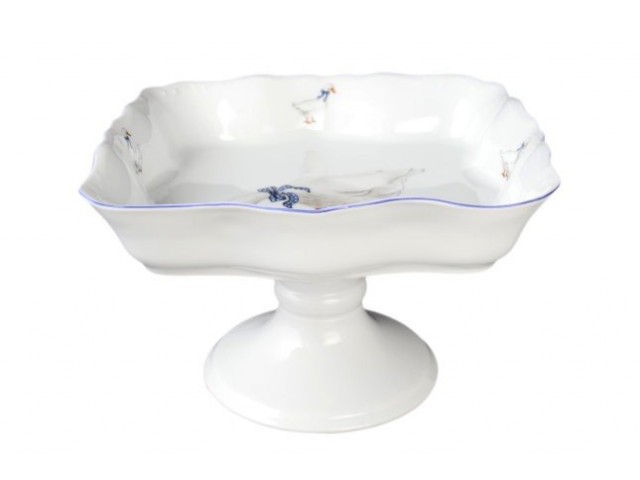 Салатник квадратный Гуси Корона Queens Crown на ножке 26 см