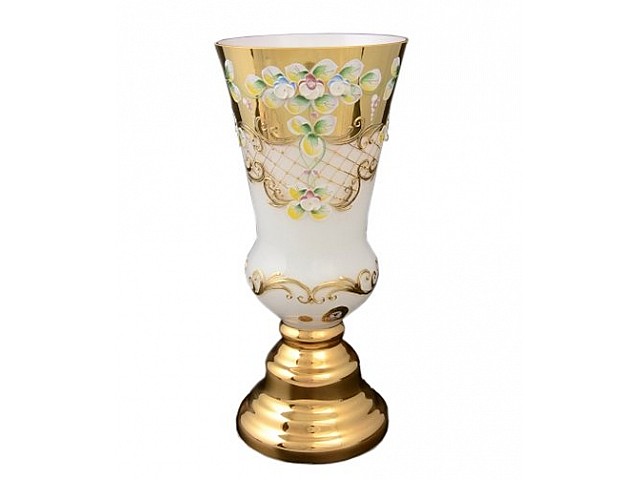 Ваза для цветов Лепка Белая E-V Bohemia на ножке 30 см