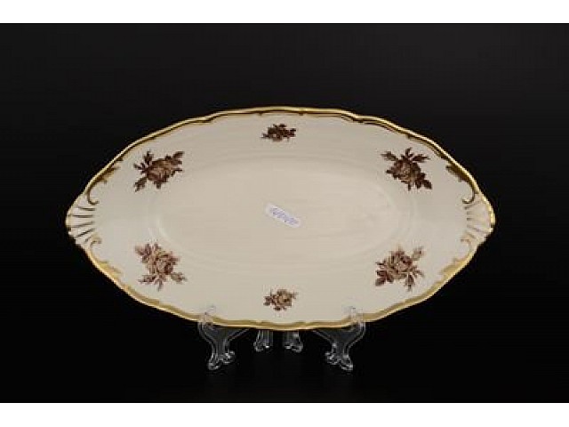 Блюдо овальное 26 см Анжелика Слоновая кость Роза MZ