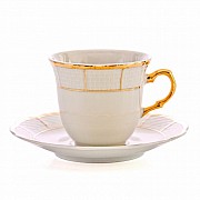 Набор кофейных пар Thun Менуэт Отводка золото 145 мл (6 пар)