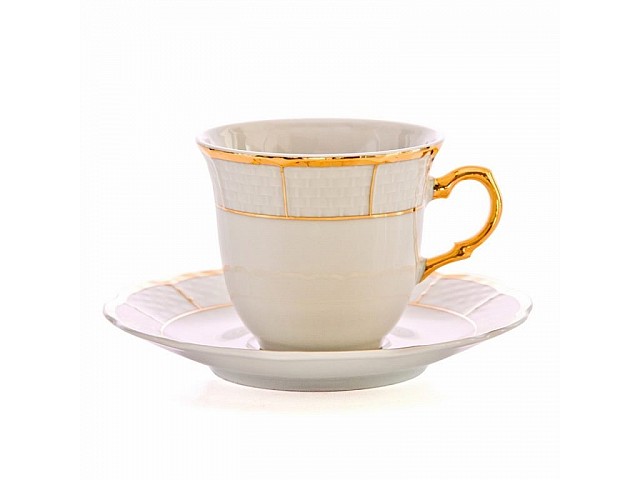 Набор кофейных пар Thun Менуэт Отводка золото 145 мл (6 пар)
