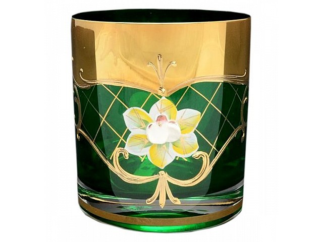 Набор стаканов для виски 280 мл Bohemia Crystal Лепка Зеленая U-R 6 шт