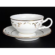 Набор чайных пар 230 мл Лиана Золотой узор MZ (6 пар)