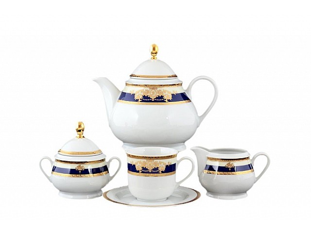 Чайный сервиз Thun Яна Кобальтовая лента на 6 персон