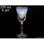 Набор бокалов для вина 250 мл Анжела U-R фон Bohemia Crystal синий 6 шт