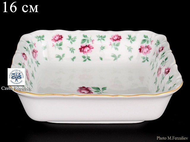 Салатник квадратный 16 см Офелия Плетистая роза Лагуна Отводка золото MZ