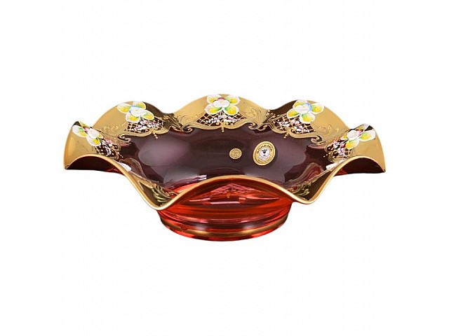 Фруктовница Веер 30 см Bohemia Лепка Красная E-V