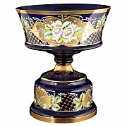 Фруктовница 35 см Bohemia Crystal Лепка Синяя E-S