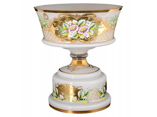 Фруктовница 35 см Лепка Белая E-S Bohemia Crystal