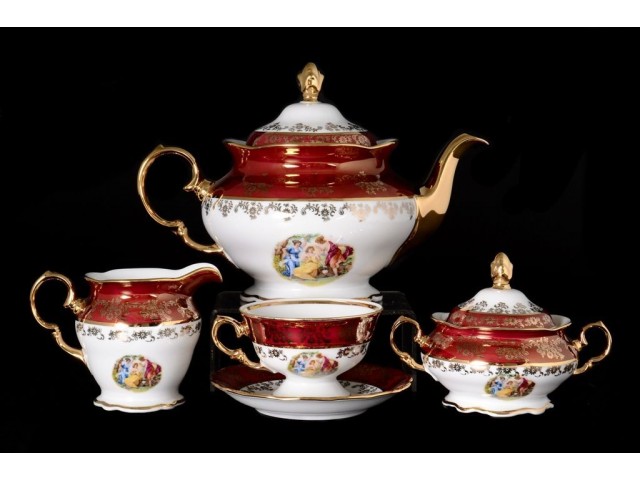Чайный сервиз Красная Мадонна Royal Czech Porcelain на 6 персон 29 предметов