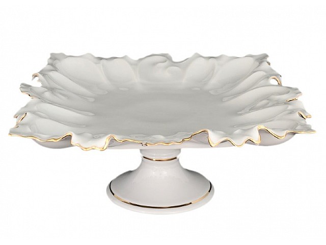 Блюдо на ножке Белый узор Корона Queens Crown 41 см