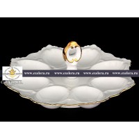 Тарелка для яиц 21 см с ручкой Белый узор Корона Queens Crown