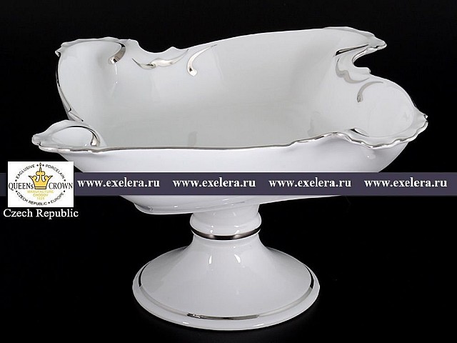 Салатник 31 см на ножке Платиновый узор Корона Queens Crown