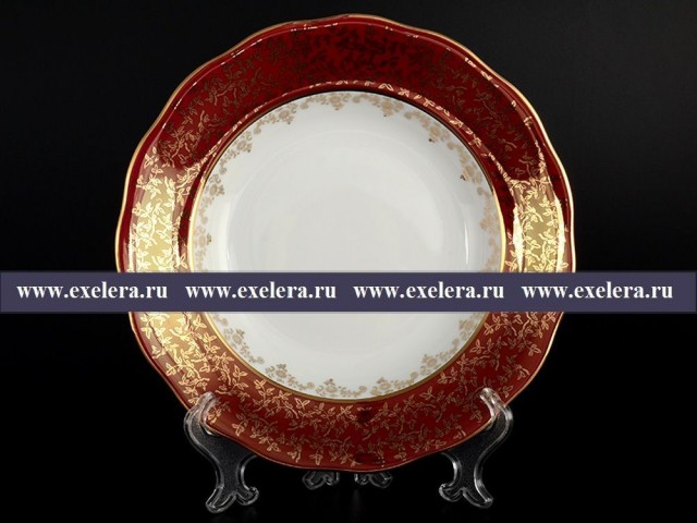 Набор глубоких тарелок 23 см Красная паутинка Royal Czech Porcelain