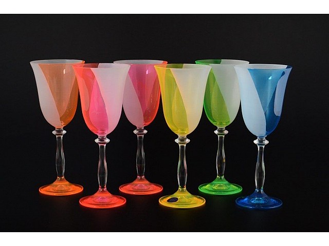 Набор бокалов для вина 250 мл Анжела Неон B-G Bohemia Crystal