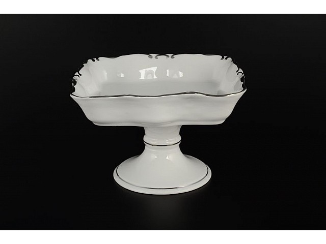 Салатник квадратный 26 см на ножке Платиновый узор Корона Queens Crown