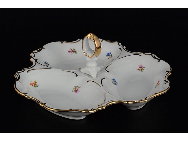 Менажница 24 см Офелия Мелкие цветы отводка золото MZ