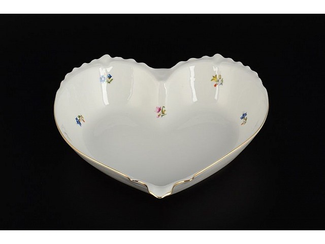 Конфетница сердце 22 см Мелкие цветы отводка золото Корона Queens Crown