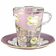 Набор чайных пар розовый U-R фон Bohemia Crystal (6 пар)