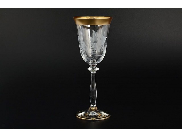 Набор фужеров для вина Bohemia Crystal Матовые цветы золото E-V 185 мл