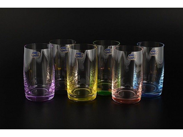 Набор стаканов для воды 250 мл Арлекино цветные Bohemia Crystal 6 шт