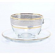 Набор чайных пар 220 мл Панто Платина Bohemia Crystal