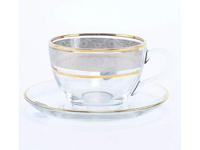 Набор чайных пар 220 мл Панто Платина Bohemia Crystal