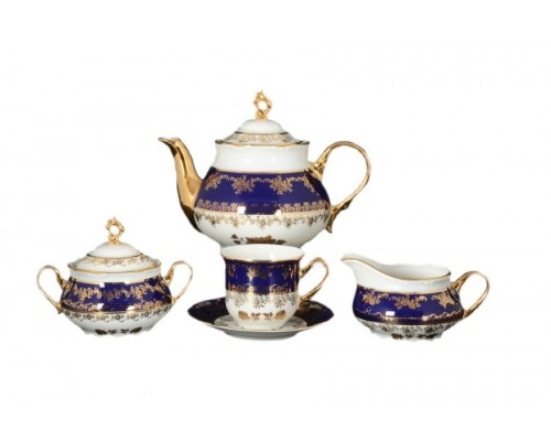 Чайный сервиз Thun Констанция Золотая роза Кобальт 7635400 на 6 персон