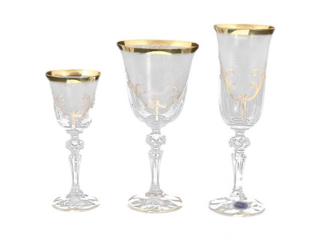 Набор фужеров 18 предметов Karo золото Bohemia Crystal