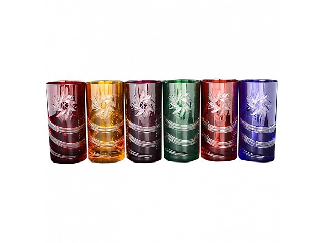 Набор стаканов для воды 380 мл Цветной хрусталь Bohemia 6 шт