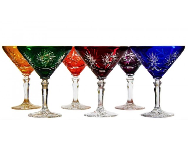 Набор бокалов для мартини 180 мл Цветной хрусталь Bohemia 6 шт