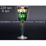 Набор бокалов для вина 220 мл Анжела Лепка зеленая B-P Bohemia Crystal 6 шт