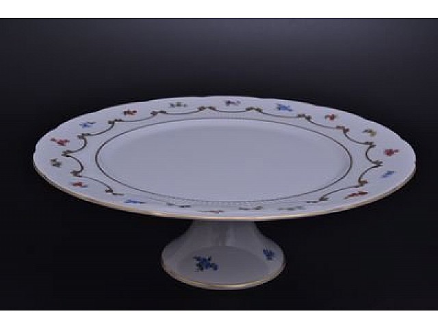 Тарелка для торта 32 см на ножке Venezie Blumen Polirgold Бавария