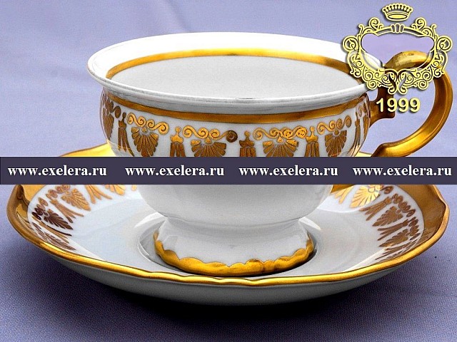 Набор чайных пар 250 мл Анжелика Золотая роспись MZ (6 пар)