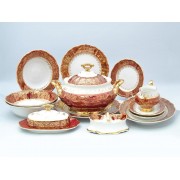 Столовый сервиз Мария Луиза Лист Красный Carlsbad на 6 персон 30 предметов