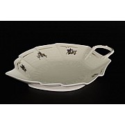 Салатник Лепесток 24 см Анжелика Слоновая кость Золотая синяя роза MZ