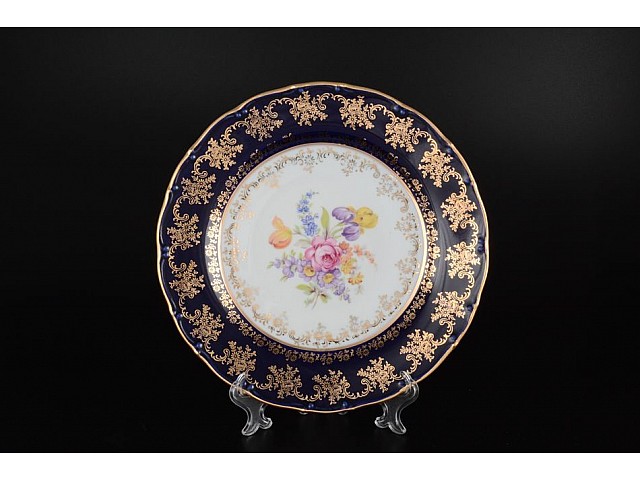 Набор тарелок 25 см Офелия Полевой цветок Кобальт MZ 6 шт