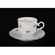 Набор кофейных пар 170 мл Офелия Мелкие цветы отводка золото MZ (6 пар)