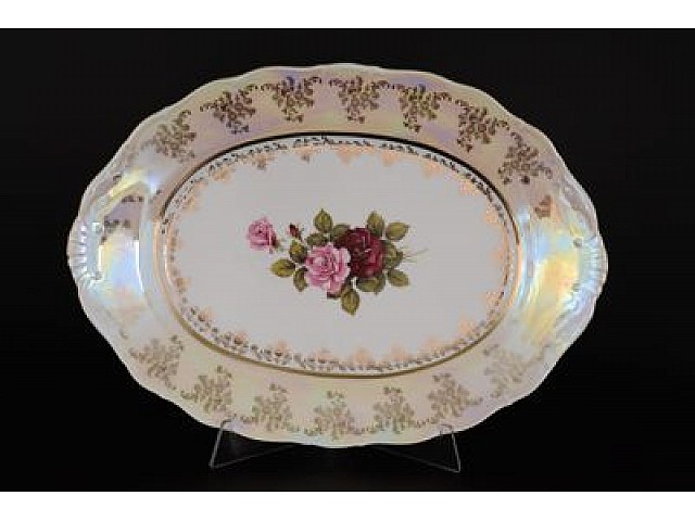 Блюдо овальное 36 см Офелия Роза перламутр MZ